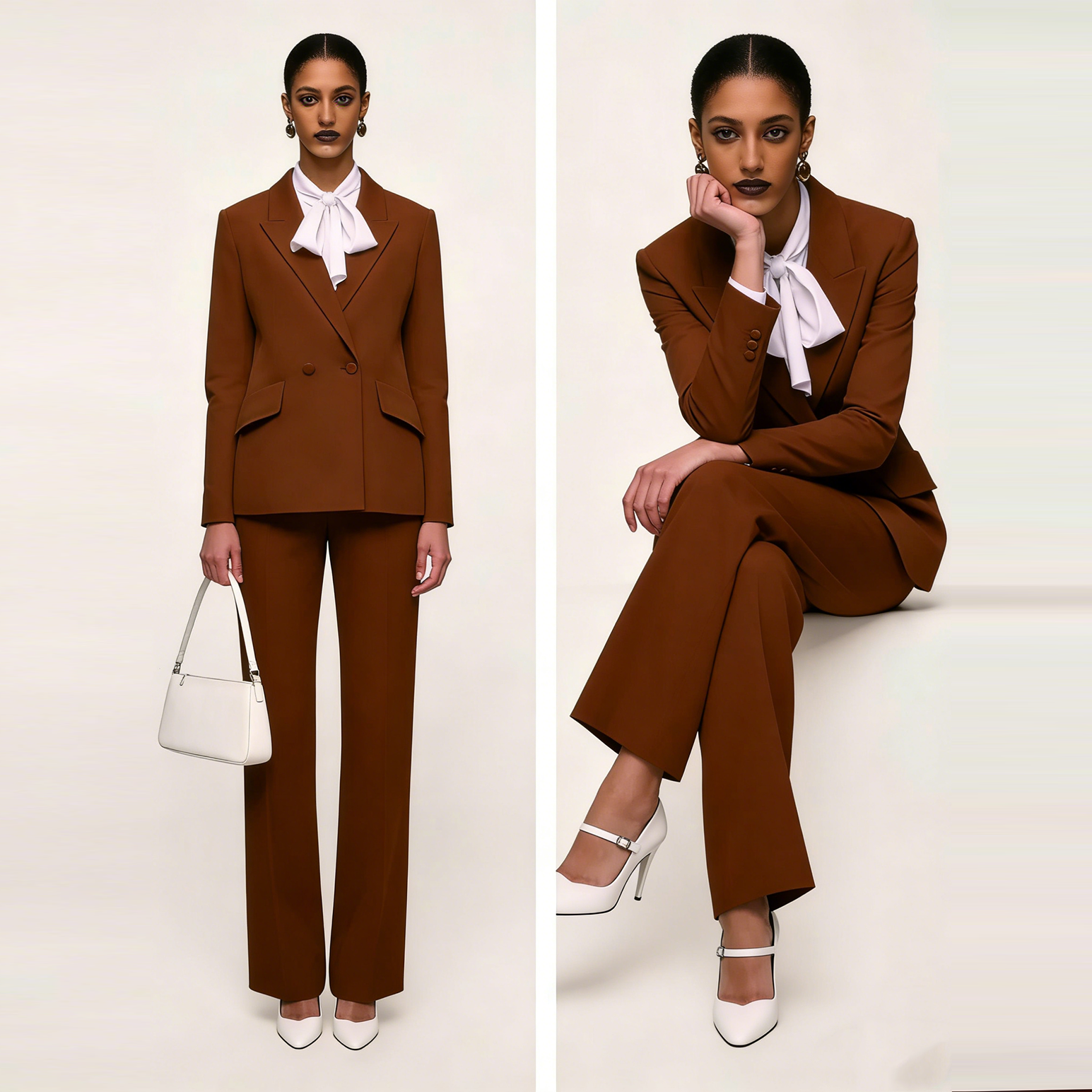 Women Formal Wear For Meeting - Classic Women Pants Suits 2 Pieces