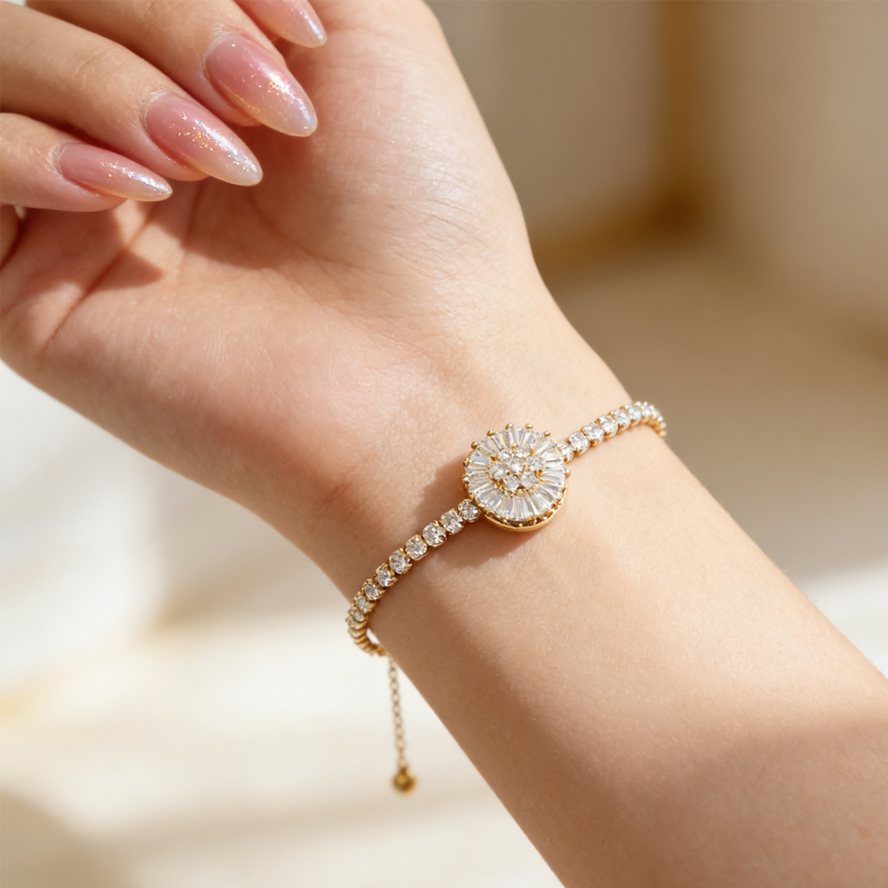 Women Formal Wear For Meeting - Rotating Sunflower Charm Bracelet Zirconia Jewelry