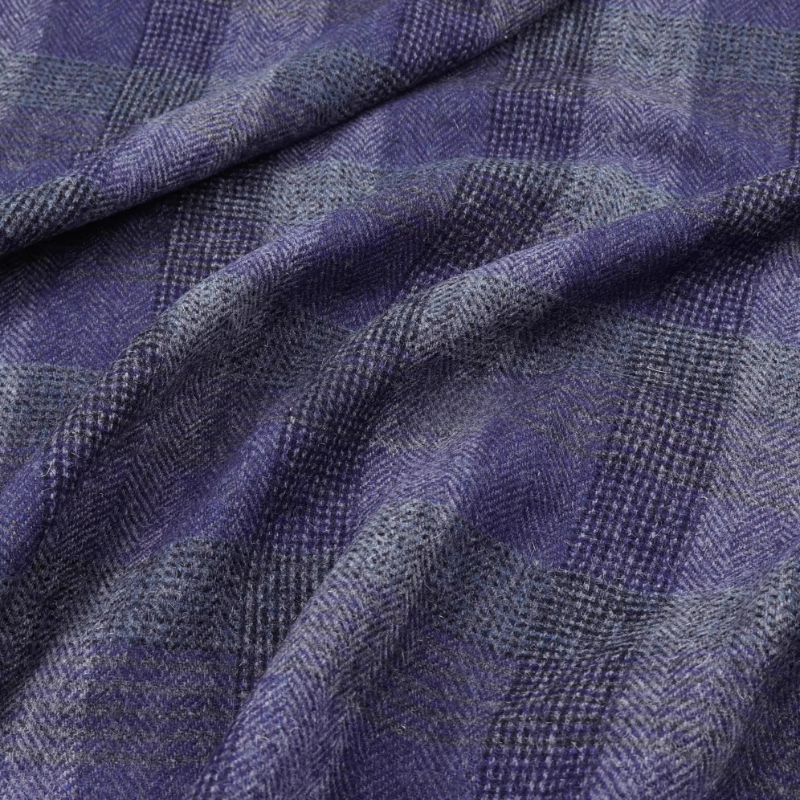 Tailored Coat Wool - Lue Plaid 95%Wool Tweed Sewing Fabric