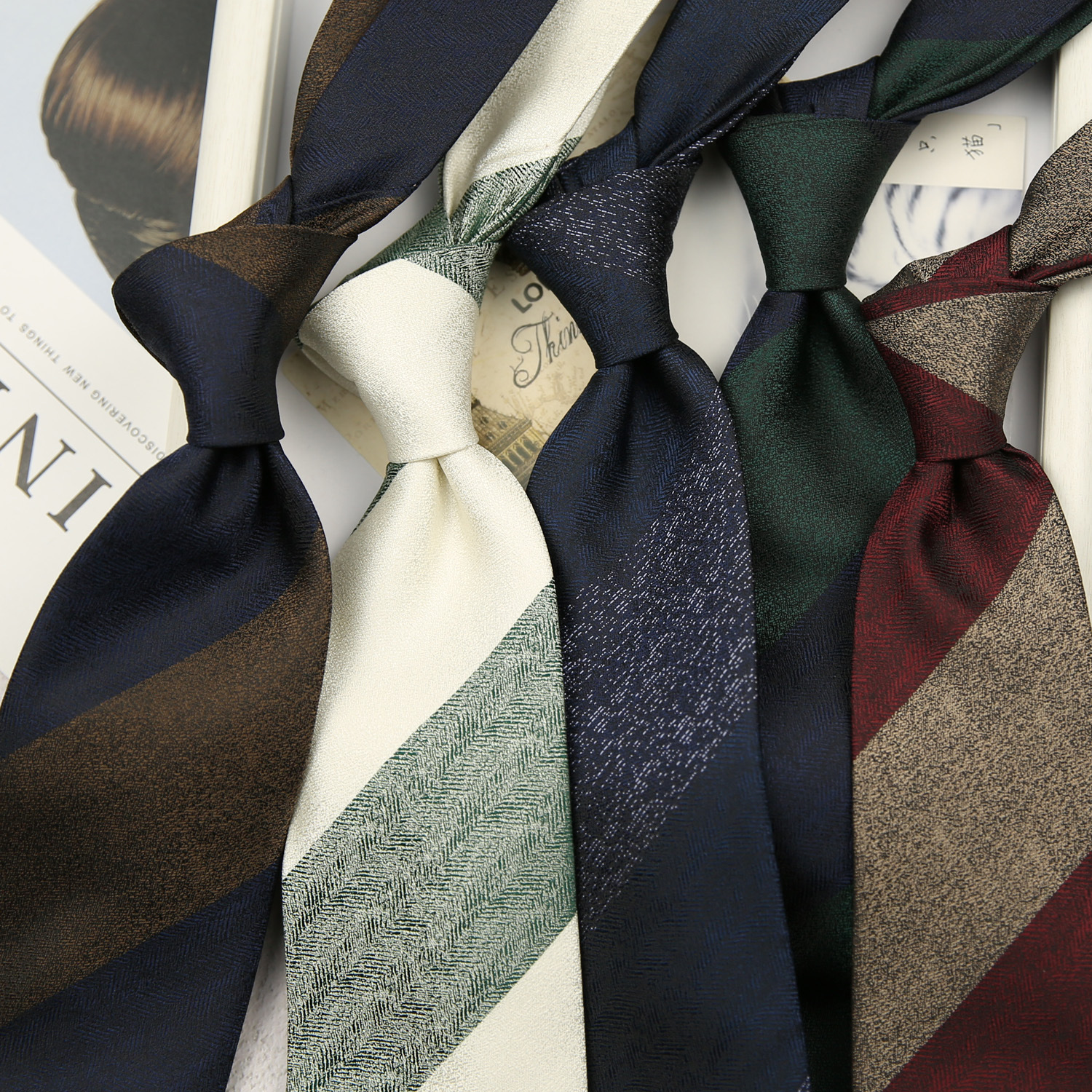 Women Formal Wear Shirts - Fashion 8cm Navy Striped Neckties For