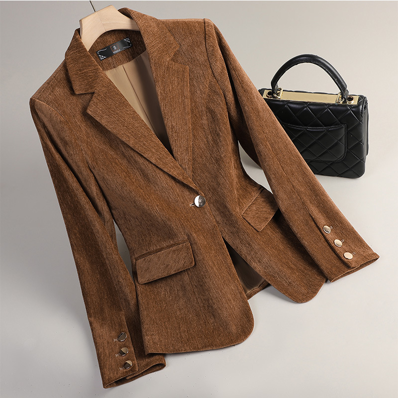 Women'S Formal Wear Suits - Yellow Gold Velvet Blazer Women Autumn