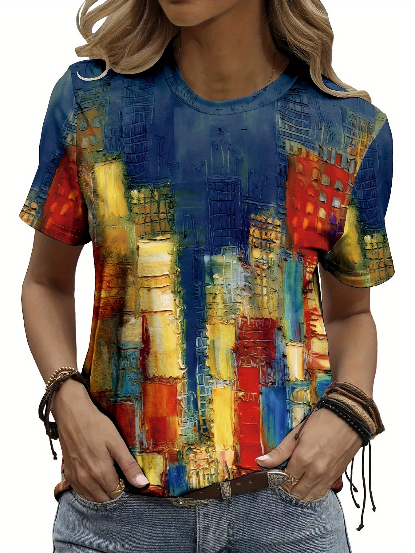 Women Formal Wear Designers - Vibrant Cityscape Women's Tee - Abstract