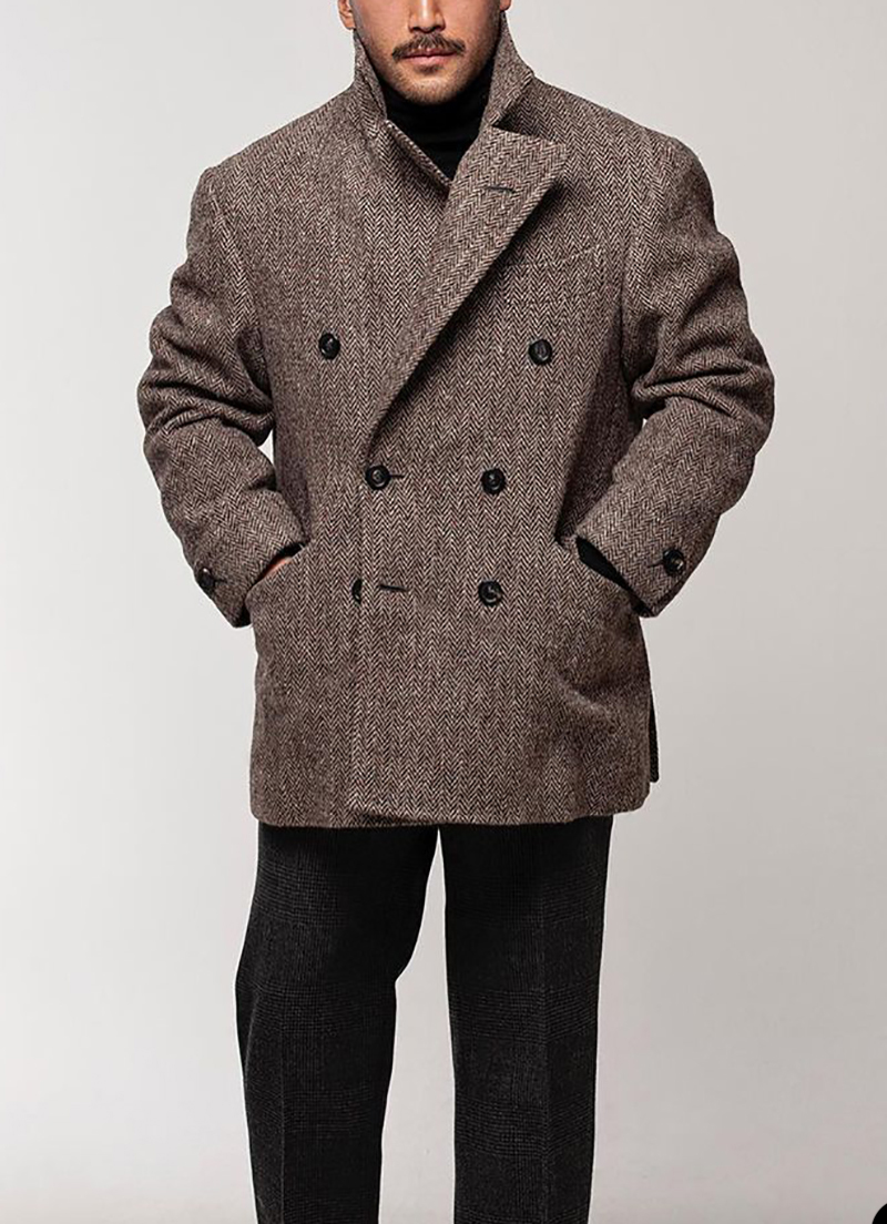 Herringbone Men Short Coat Ove - Tailored Coat Wool incelemesi ve fiyatı