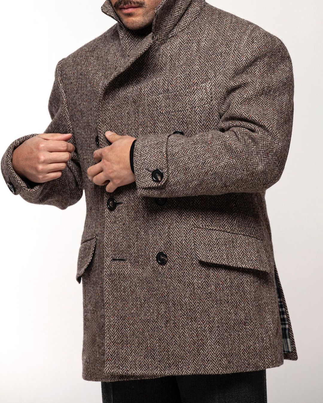 Herringbone Men Short Coat Ove - Tailored Coat Wool incelemesi ve fiyatı