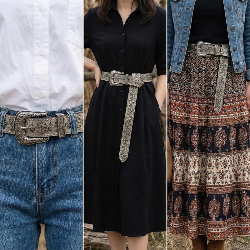 31BF Retro Western Pattern Riv - Women Formal Wear Western incelemesi ve fiyatı