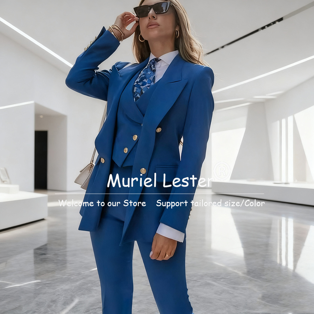 Elegant Blue Women's Suits Dou - Blazer Set Women Formal incelemesi ve fiyatı