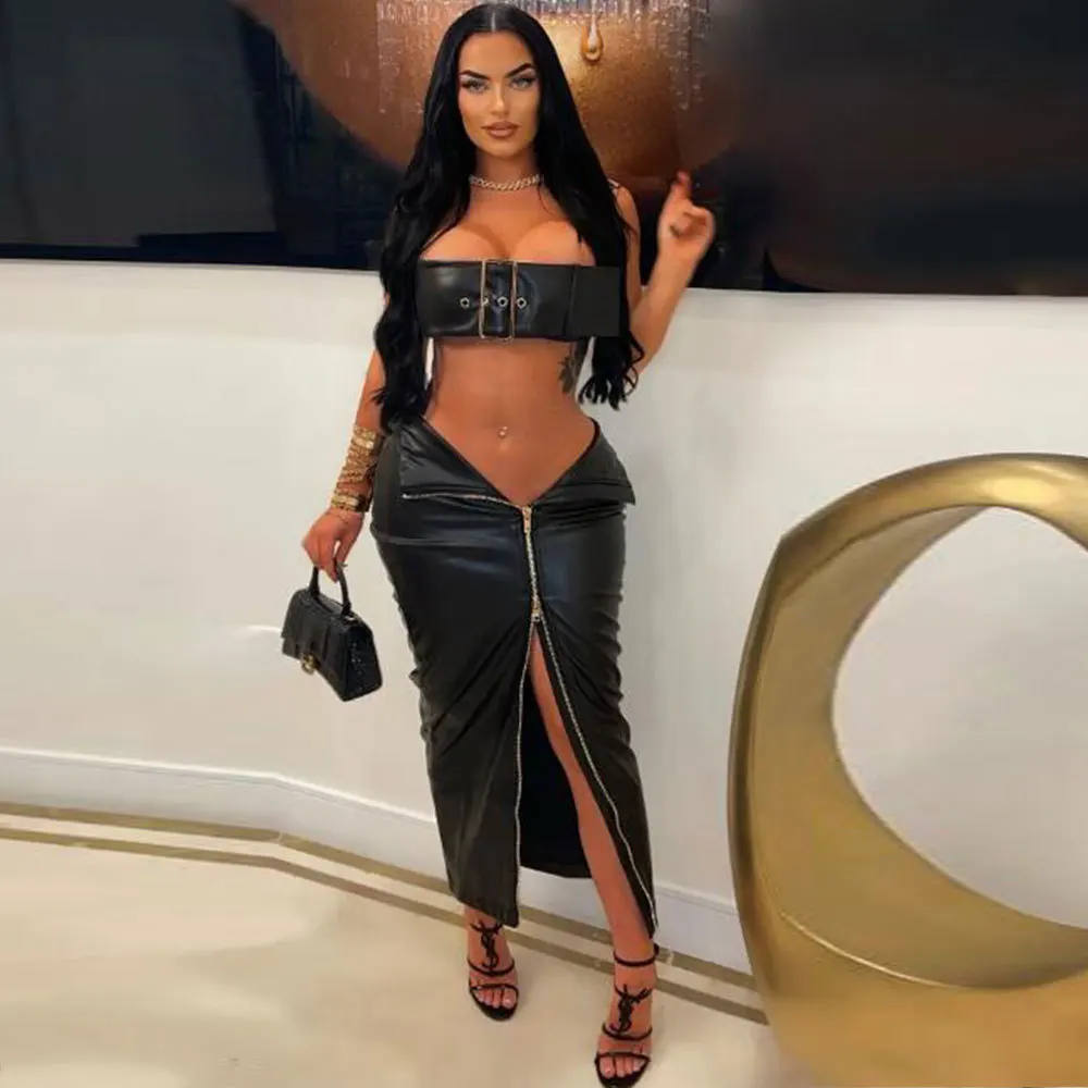 Women Faux Leather Zipper Fly  - Pencil Skirt Midi incelemesi ve fiyatı