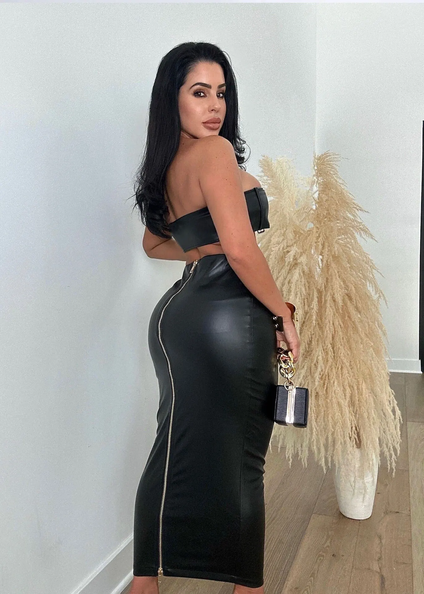 Women Faux Leather Zipper Fly  - Pencil Skirt Midi incelemesi ve fiyatı