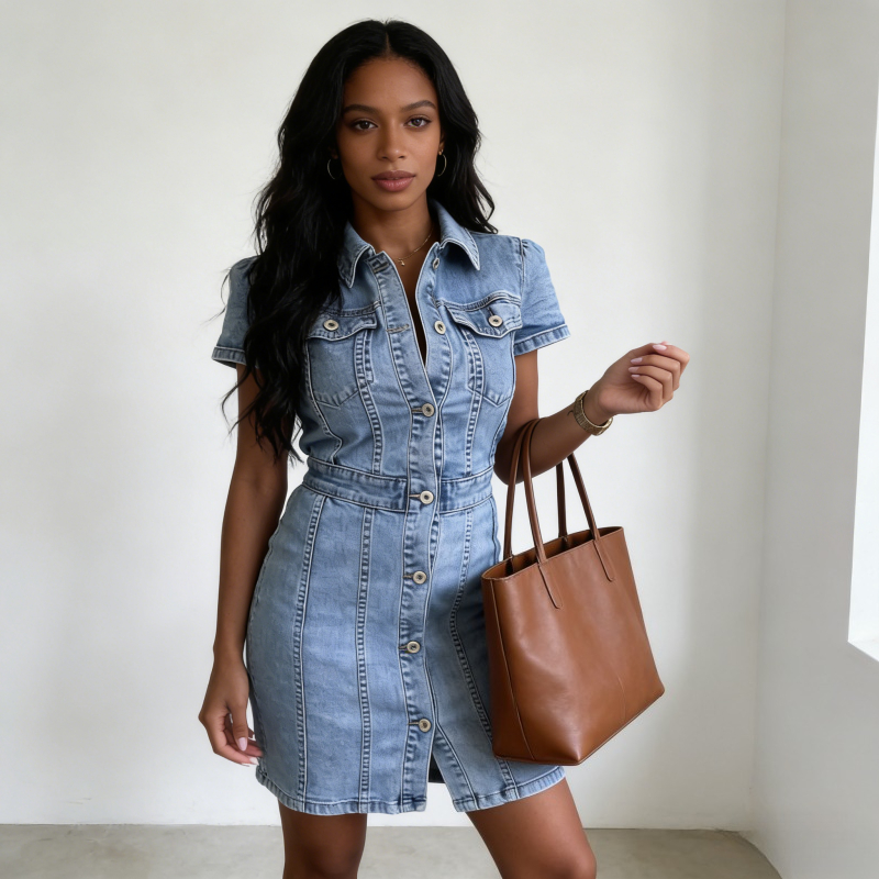 Women Denim Dresses Single Bre - Wrap Dress Work incelemesi ve fiyatı