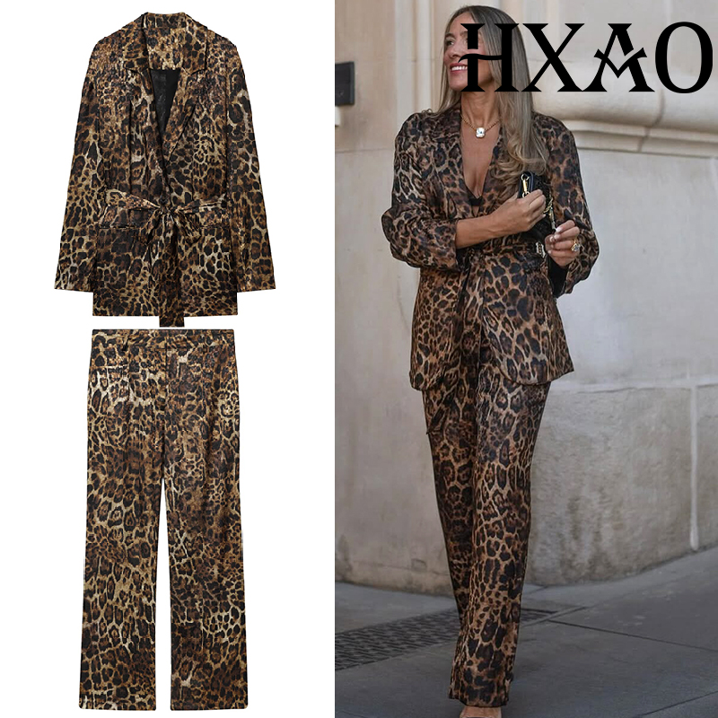 HXAO Leopard Pants Sets 2 Piec - Blazer Set Women Formal incelemesi ve fiyatı