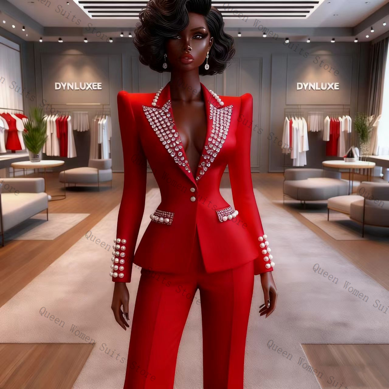 Pearls Red Women Suit Pants Se - Women'S Formal Wear For A Wedding incelemesi ve fiyatı