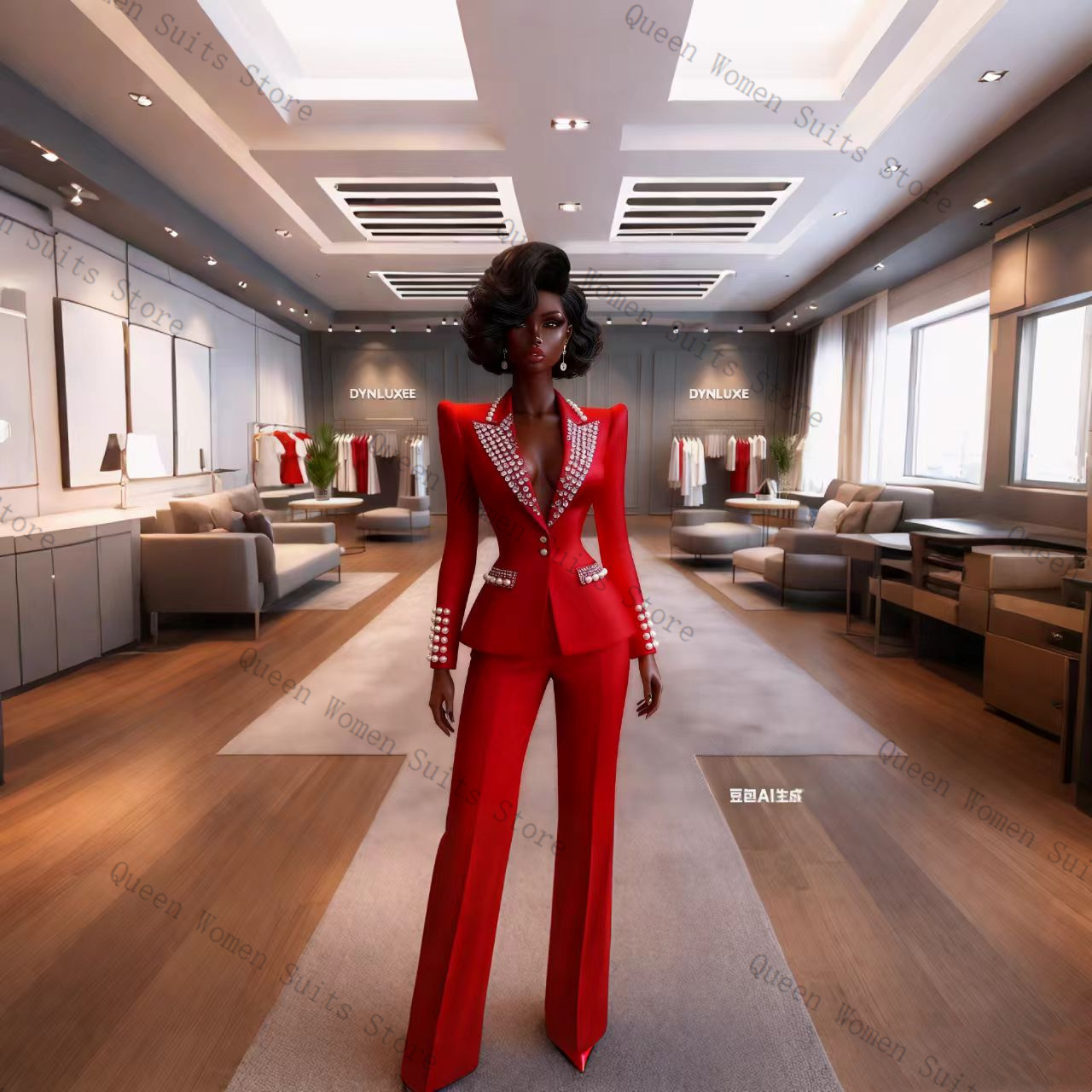 Pearls Red Women Suit Pants Se - Women'S Formal Wear For A Wedding incelemesi ve fiyatı