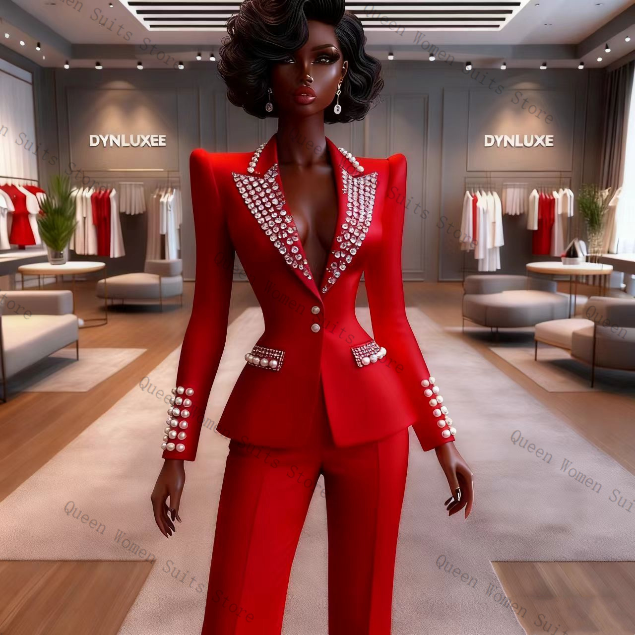 Pearls Red Women Suit Pants Se - Women'S Formal Wear For A Wedding incelemesi ve fiyatı