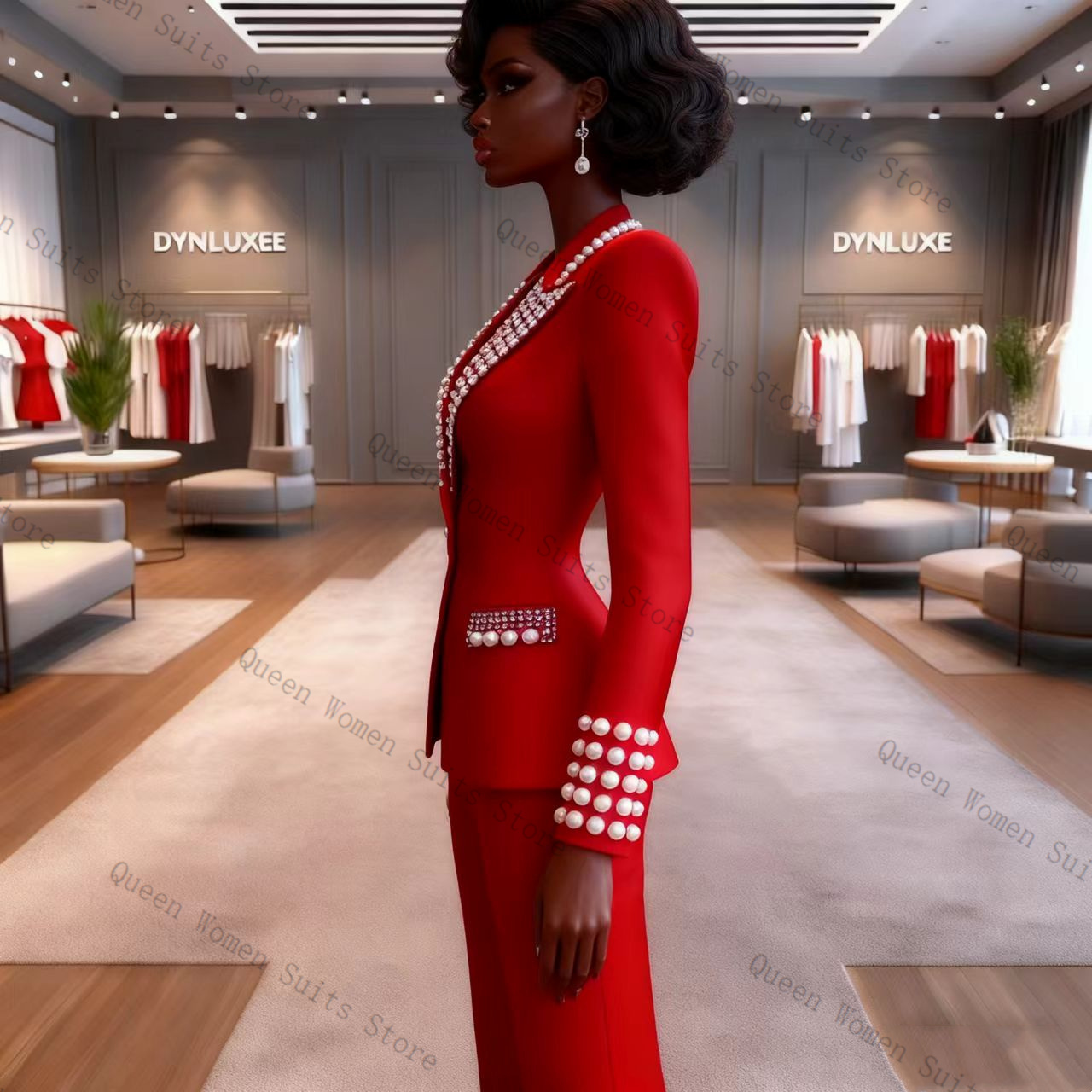 Pearls Red Women Suit Pants Se - Women'S Formal Wear For A Wedding incelemesi ve fiyatı