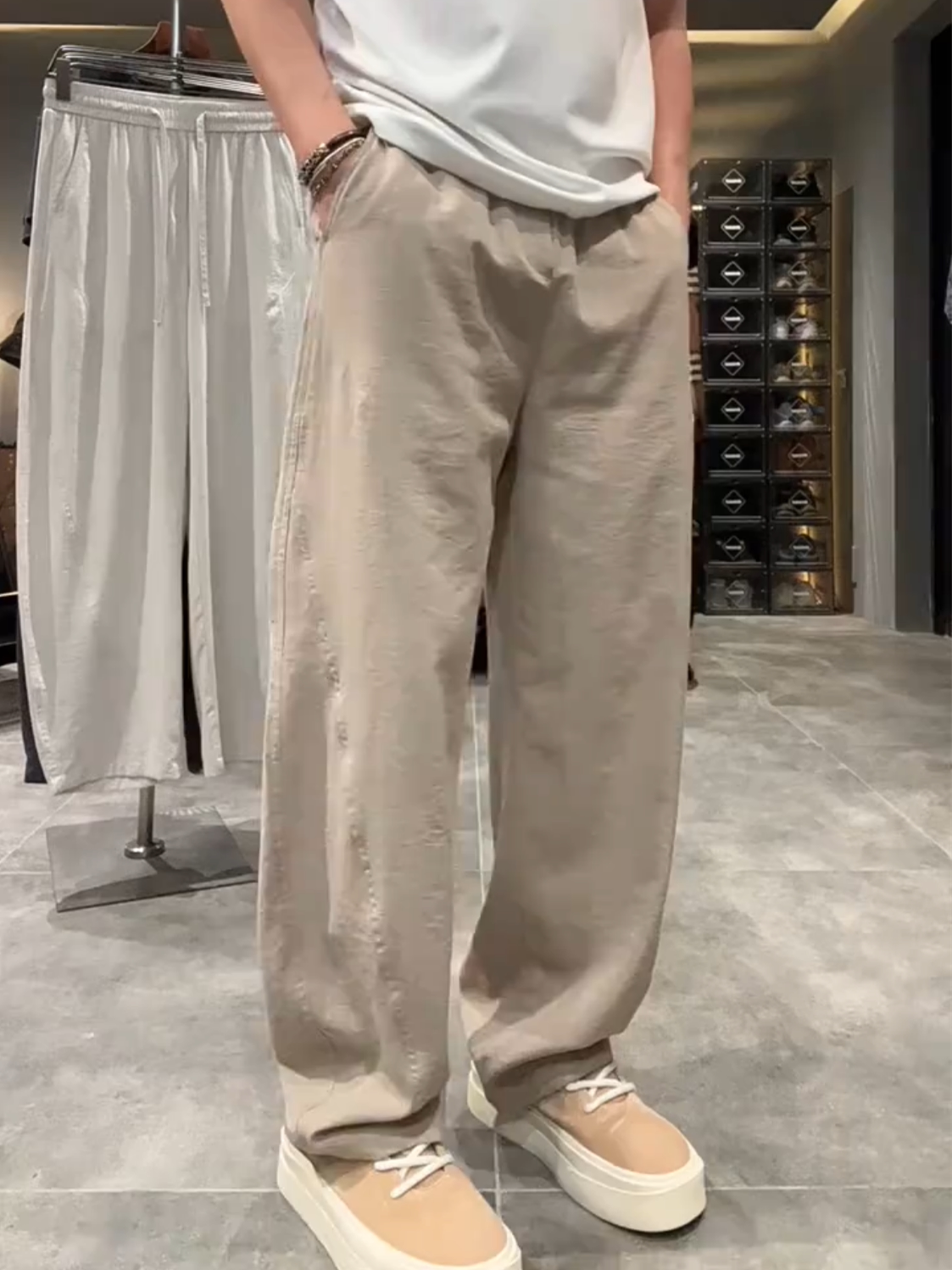Men's Summer Casual Pants Silk - Tailored Trouser Wide incelemesi ve fiyatı