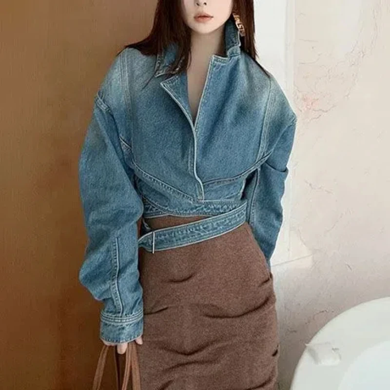 Blue Washed Retro Denim Jacket - Unique Women'S Formal Wear incelemesi ve fiyatı