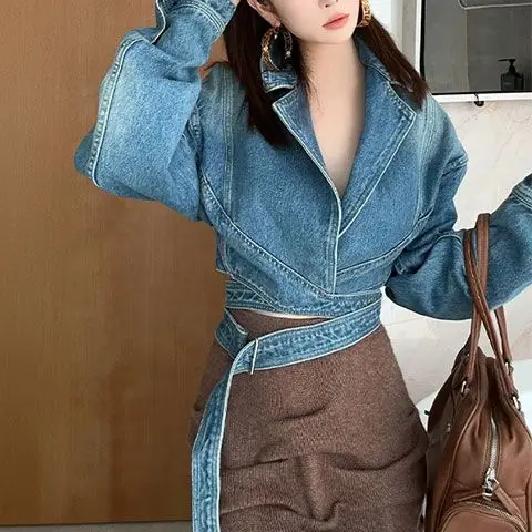 Blue Washed Retro Denim Jacket - Unique Women'S Formal Wear incelemesi ve fiyatı