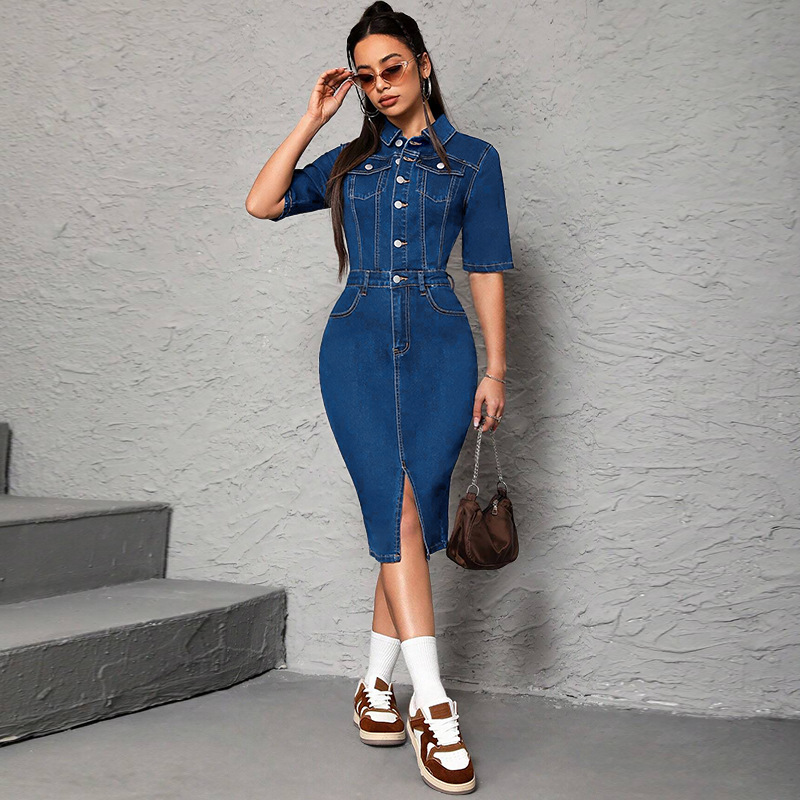 Women Long Dress Turn Down Col - Wrap Dress Work incelemesi ve fiyatı