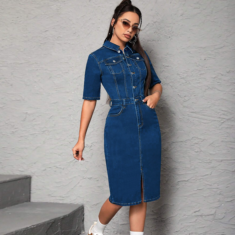 Women Long Dress Turn Down Col - Wrap Dress Work incelemesi ve fiyatı