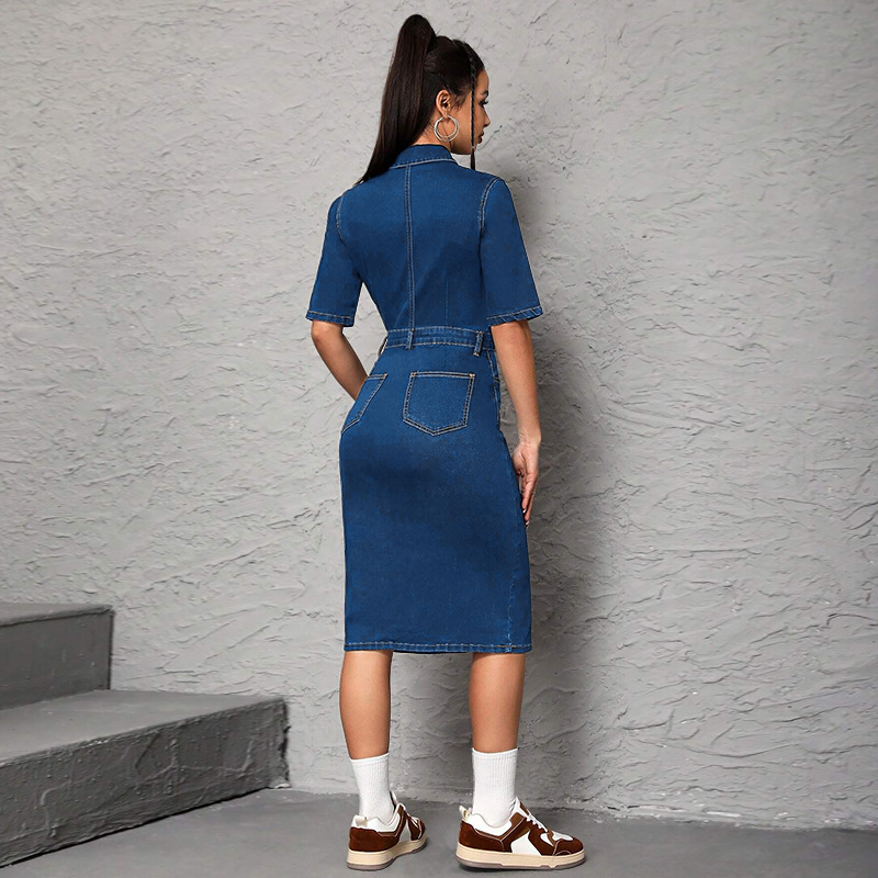 Women Long Dress Turn Down Col - Wrap Dress Work incelemesi ve fiyatı