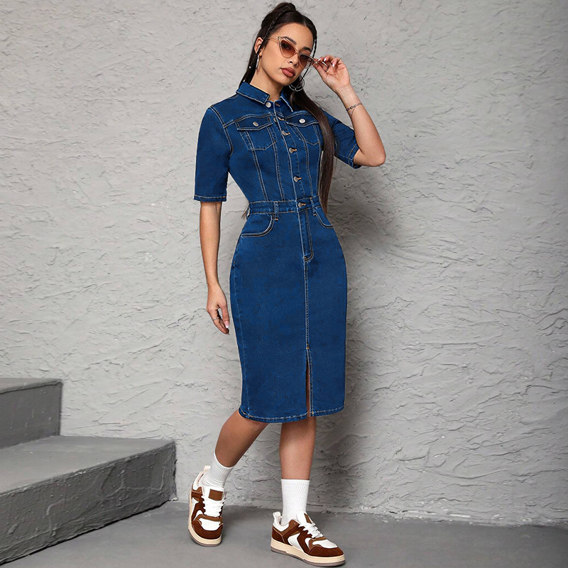 Women Long Dress Turn Down Col - Wrap Dress Work incelemesi ve fiyatı