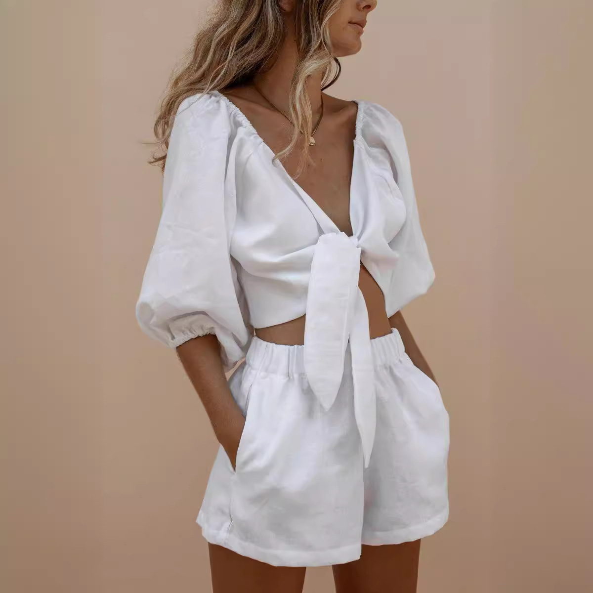 Puff Sleeve Lace Shorts Monoch - Monochrome Suit Set incelemesi ve fiyatı