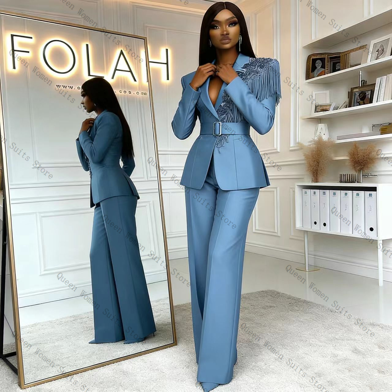 Tassel Blue Women Suit Pants S - Women'S Formal Wear For A Wedding incelemesi ve fiyatı