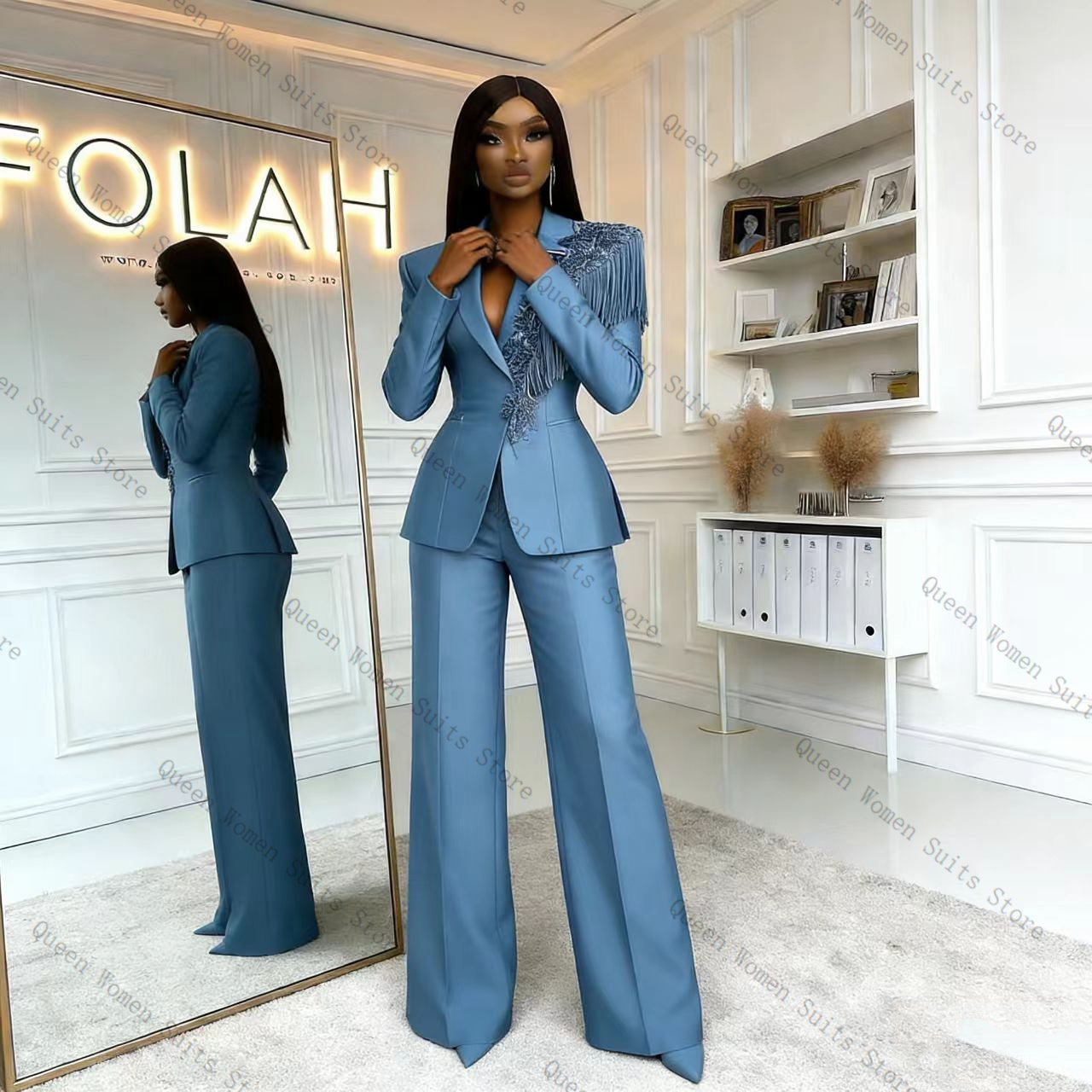 Tassel Blue Women Suit Pants S - Women'S Formal Wear For A Wedding incelemesi ve fiyatı