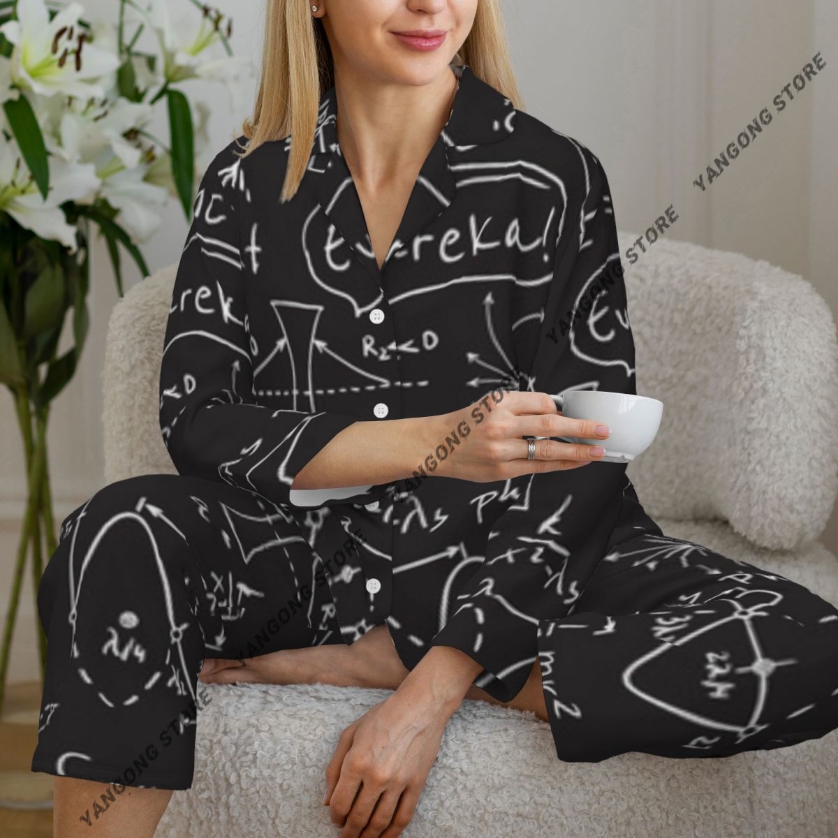 Women Sleepwear Pajamas Scienc - Monochrome Suit Set incelemesi ve fiyatı