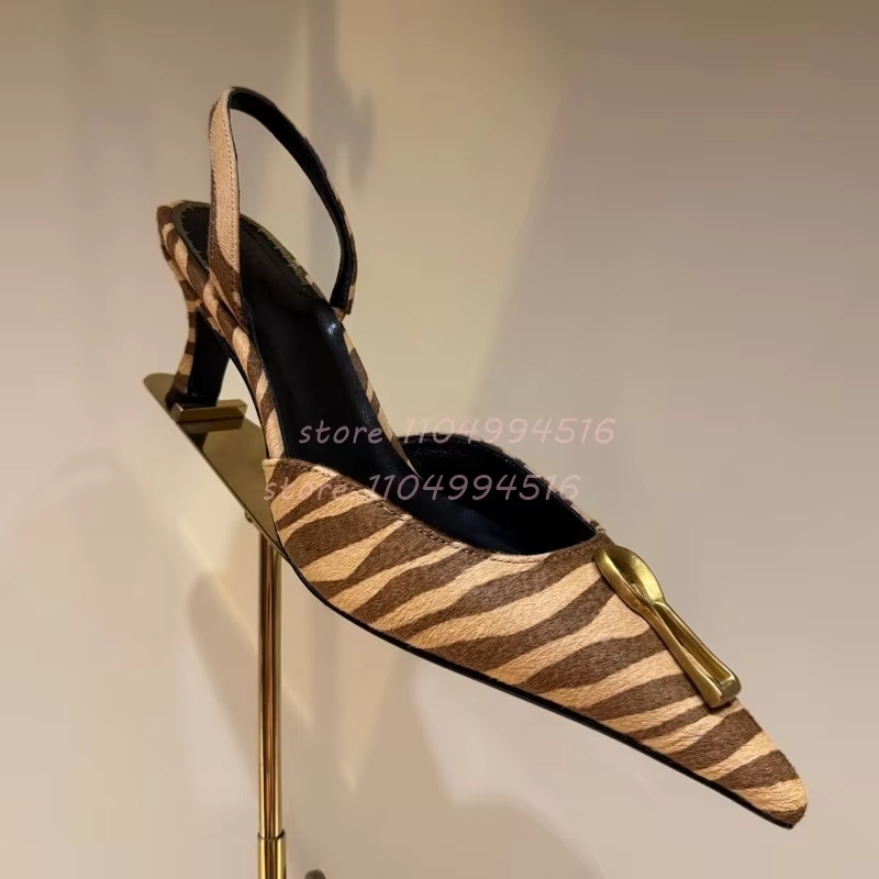 Metal Buckle Striped Pointed K - Kitten Heel Women incelemesi ve fiyatı