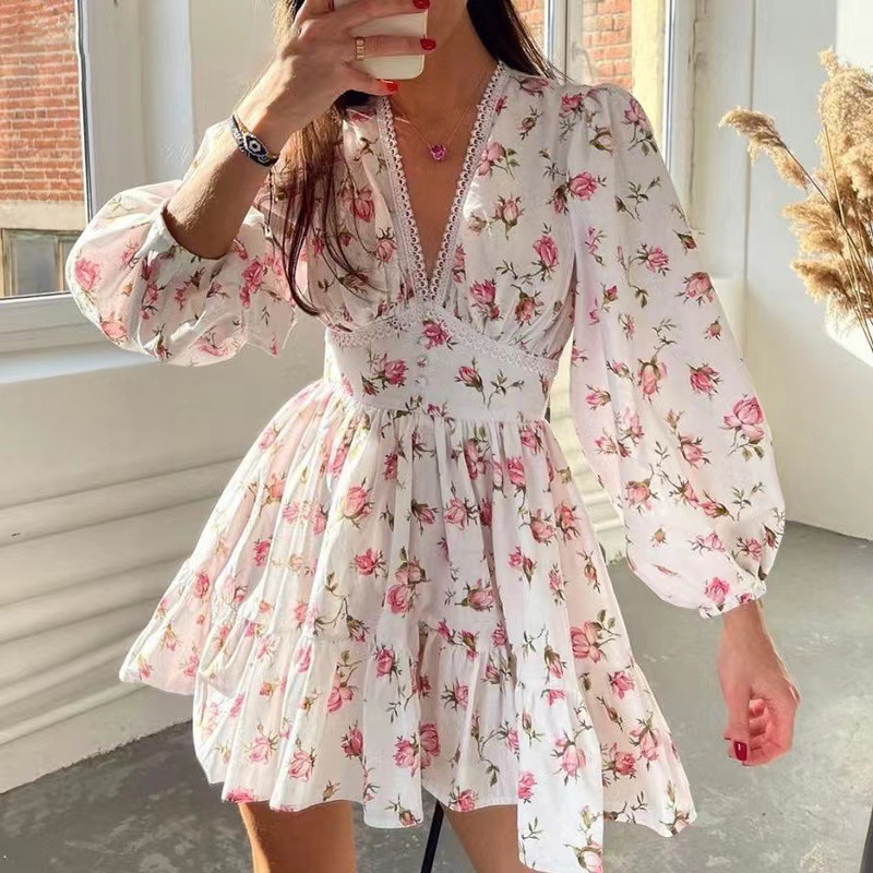Women Floral Print Mini Dress  - Wrap Dress Work incelemesi ve fiyatı