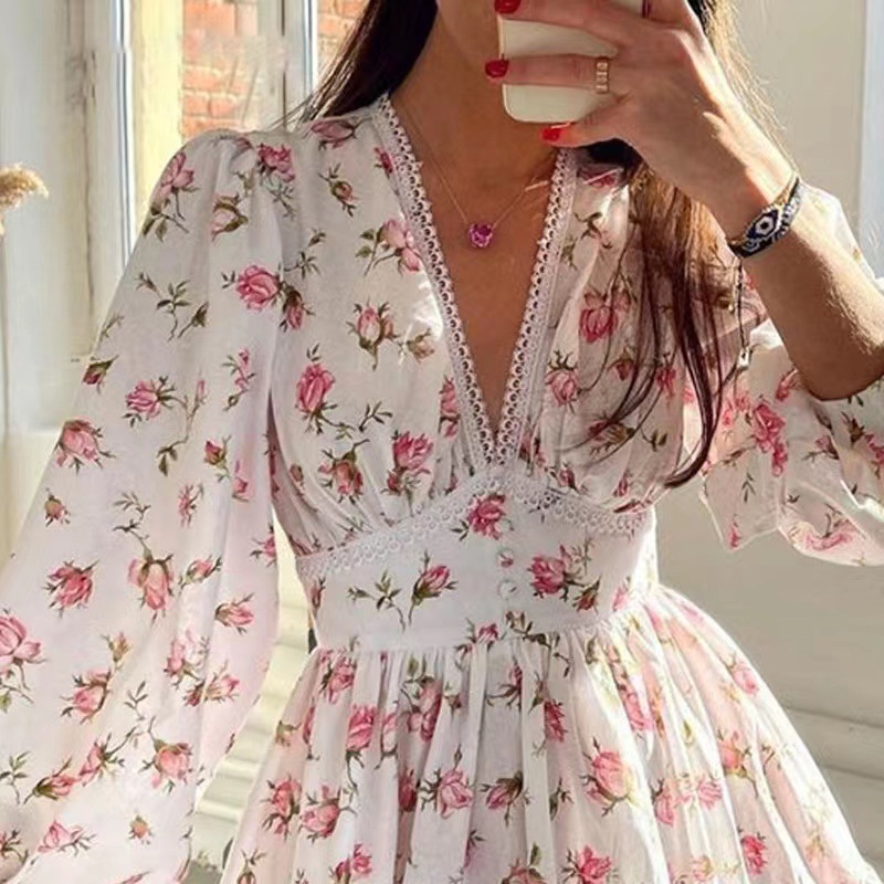 Women Floral Print Mini Dress  - Wrap Dress Work incelemesi ve fiyatı