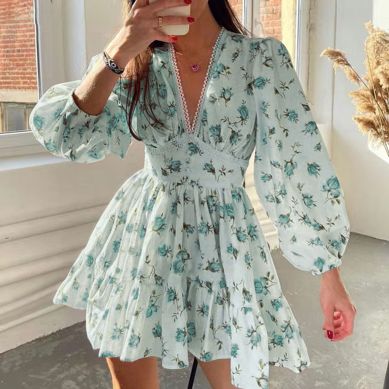 Women Floral Print Mini Dress  - Wrap Dress Work incelemesi ve fiyatı