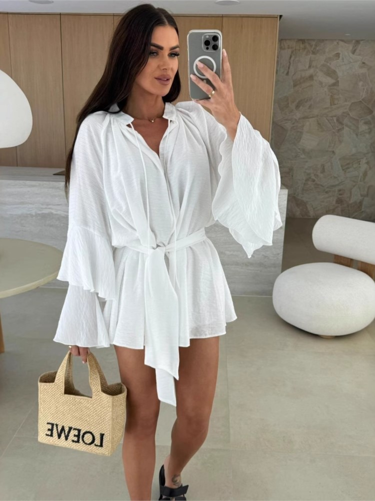 2025 Spring Summer Elegant Ruf - Wrap Dress Work incelemesi ve fiyatı