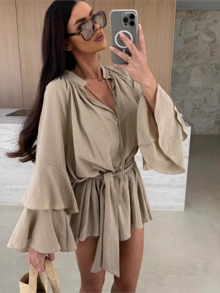 2025 Spring Summer Elegant Ruf - Wrap Dress Work incelemesi ve fiyatı