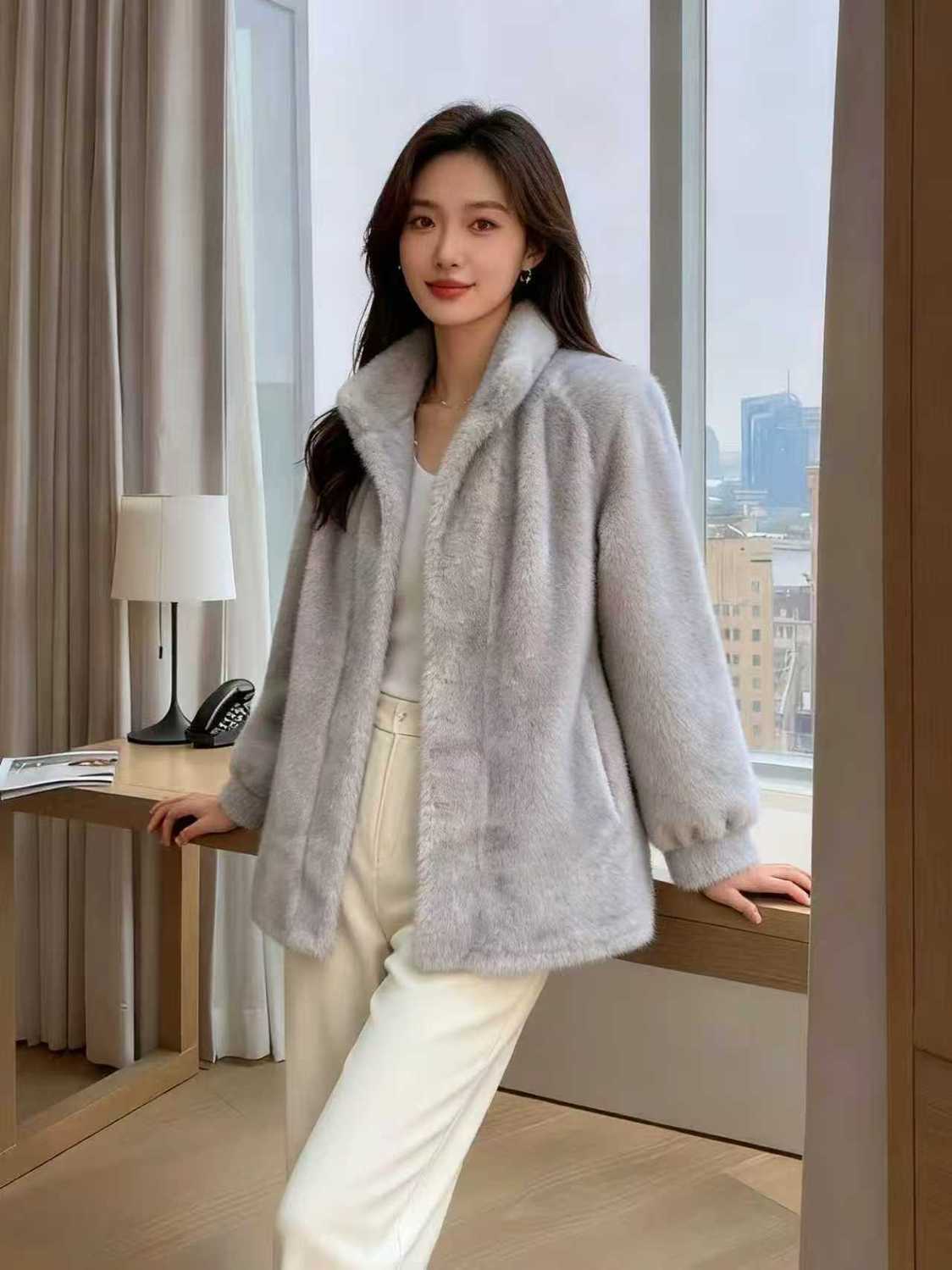 Faux Fur Mink Coats Womens Aut - Tailored Coat Wool incelemesi ve fiyatı