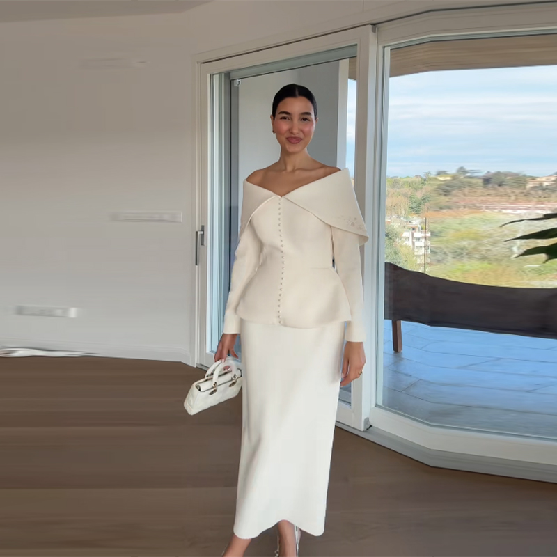 Elegant French White Peplum Tw - Women'S Formal Wear Suits incelemesi ve fiyatı