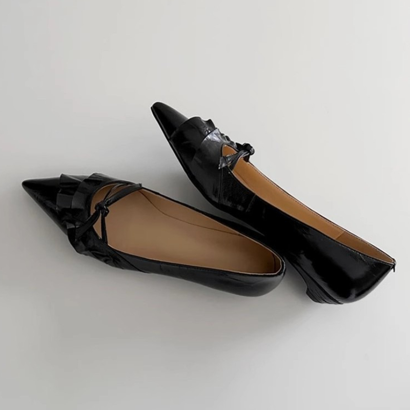 Elegant Leather Ruffles Low-he - Kitten Heel Women incelemesi ve fiyatı