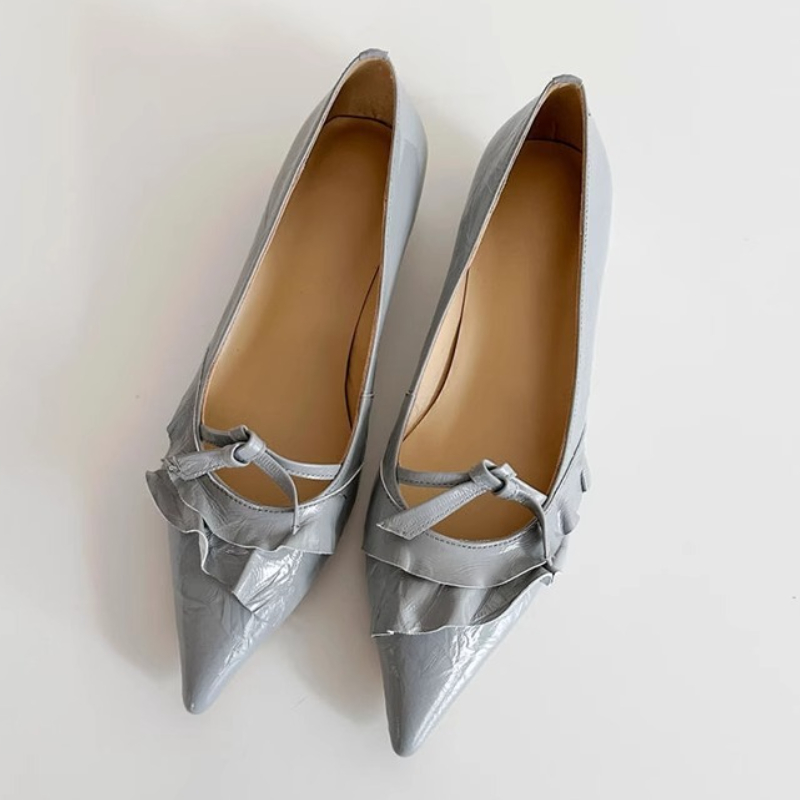 Elegant Leather Ruffles Low-he - Kitten Heel Women incelemesi ve fiyatı