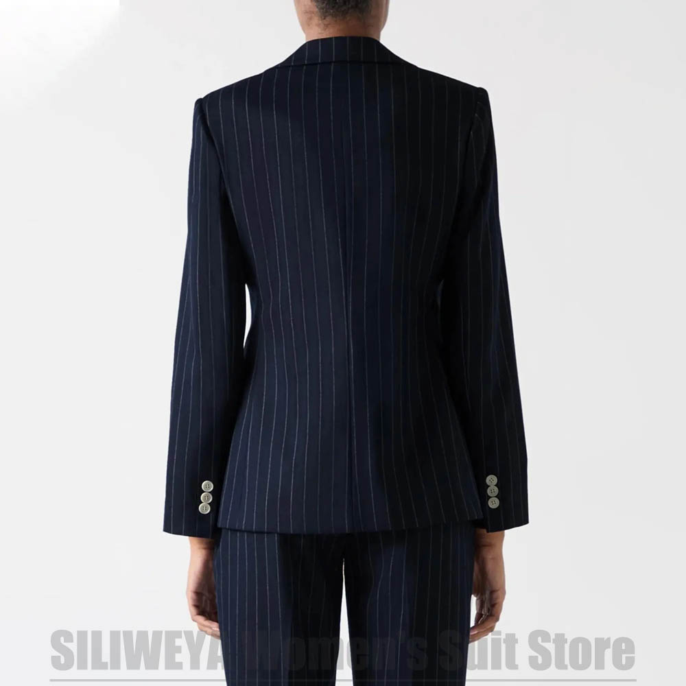 Women's Navy Blue Striped Suit - Women Formal Wear For Meeting incelemesi ve fiyatı