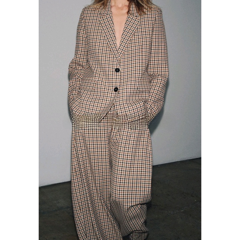 Women's Plaid Suit Jacket Long - Pencil Skirt Midi incelemesi ve fiyatı