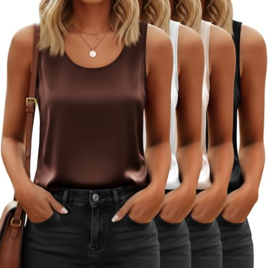 4 Pack Women's Silk Satin Tank - Silk Camisole Work incelemesi ve fiyatı