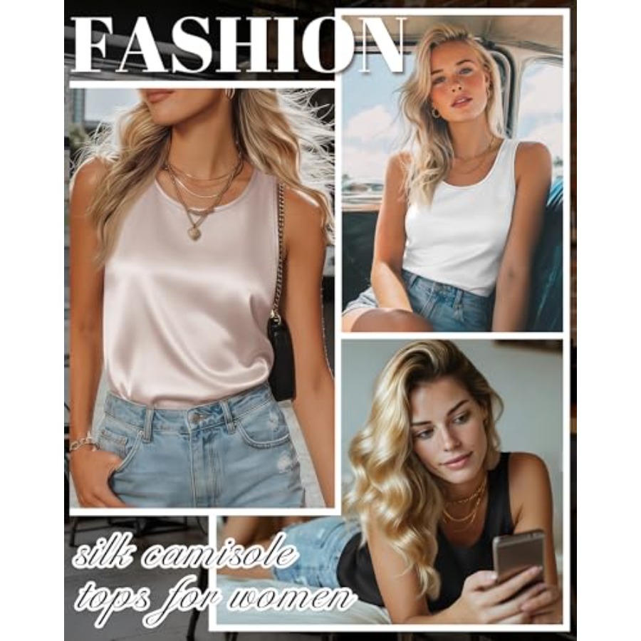 4 Pack Women's Silk Satin Tank - Silk Camisole Work incelemesi ve fiyatı