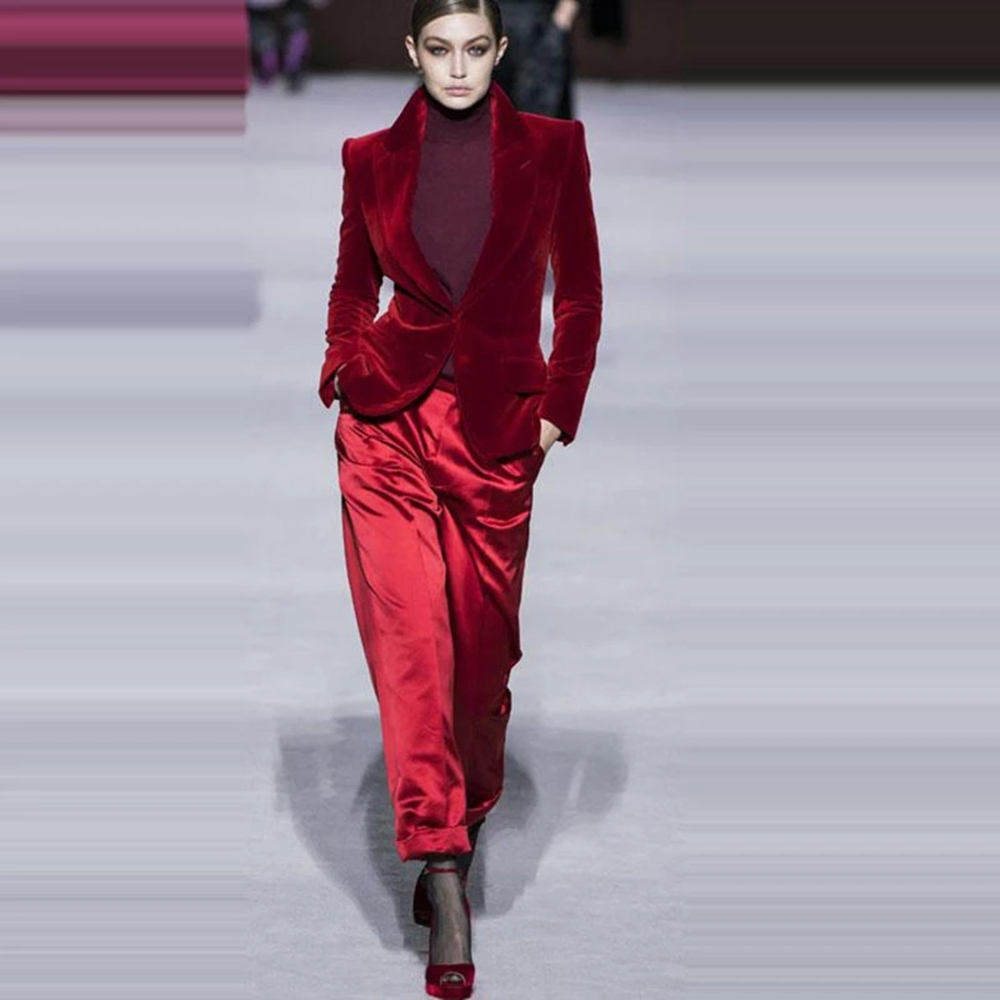 Women Pant Suits Wine Red Velv - Women'S Formal Wear Suits incelemesi ve fiyatı