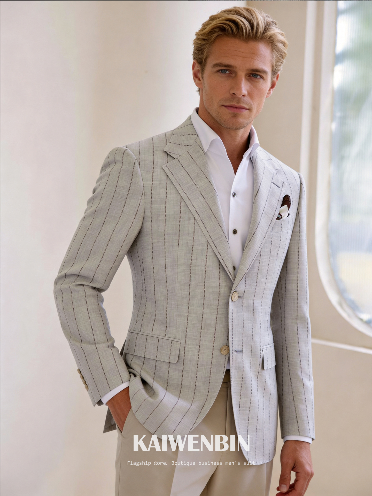 Men Blazer 100% Wool Striped L - Tailored Coat Wool incelemesi ve fiyatı