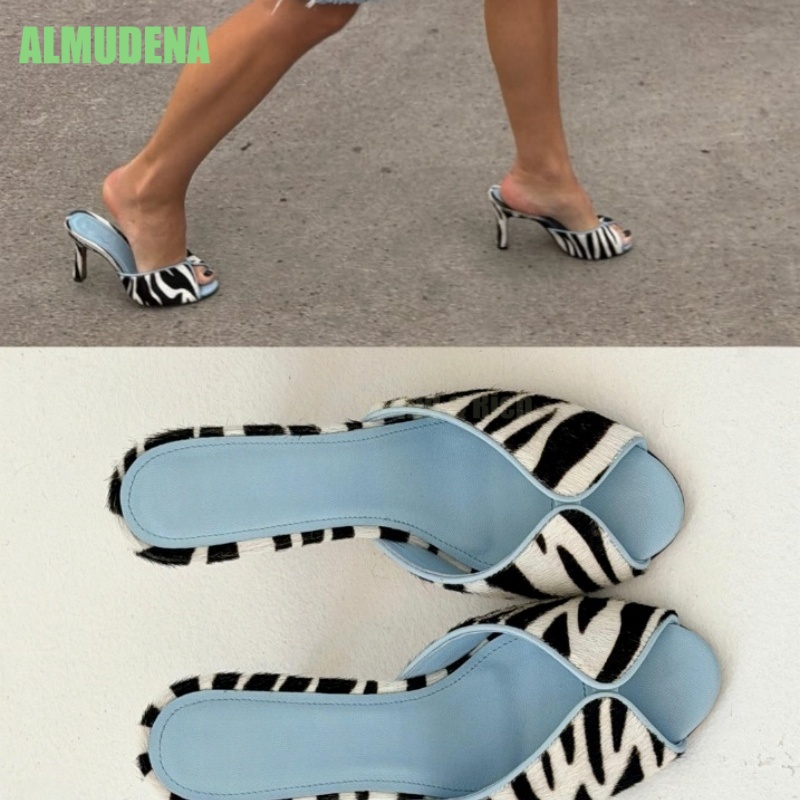 Zebra Print V-Cut Peep Toe Mul - Kitten Heel Women incelemesi ve fiyatı