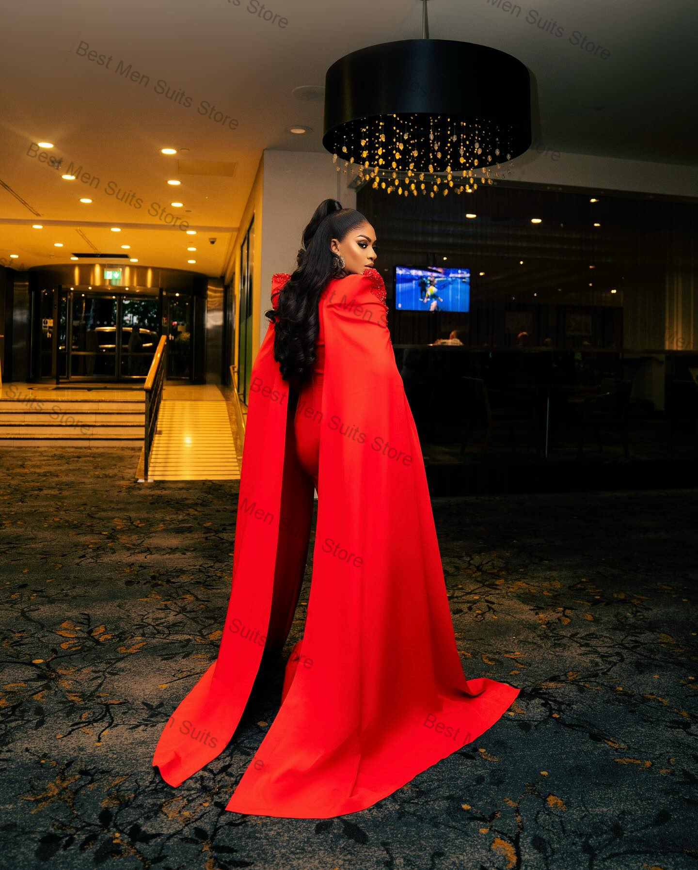 Luxury Red Wrap Women Suit Set - Wrap Dress Work incelemesi ve fiyatı