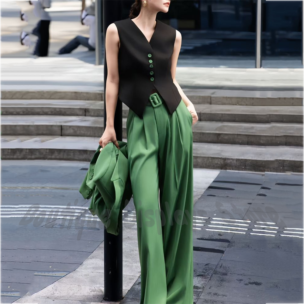 Green 3 Piece Women's Suit Pea - Tailored Trouser Wide incelemesi ve fiyatı