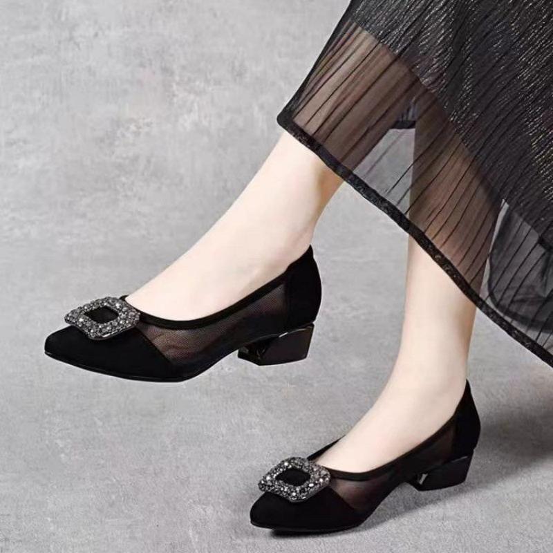Elegant Pointed Toe Mesh Block - Women'S Work Fashion incelemesi ve fiyatı