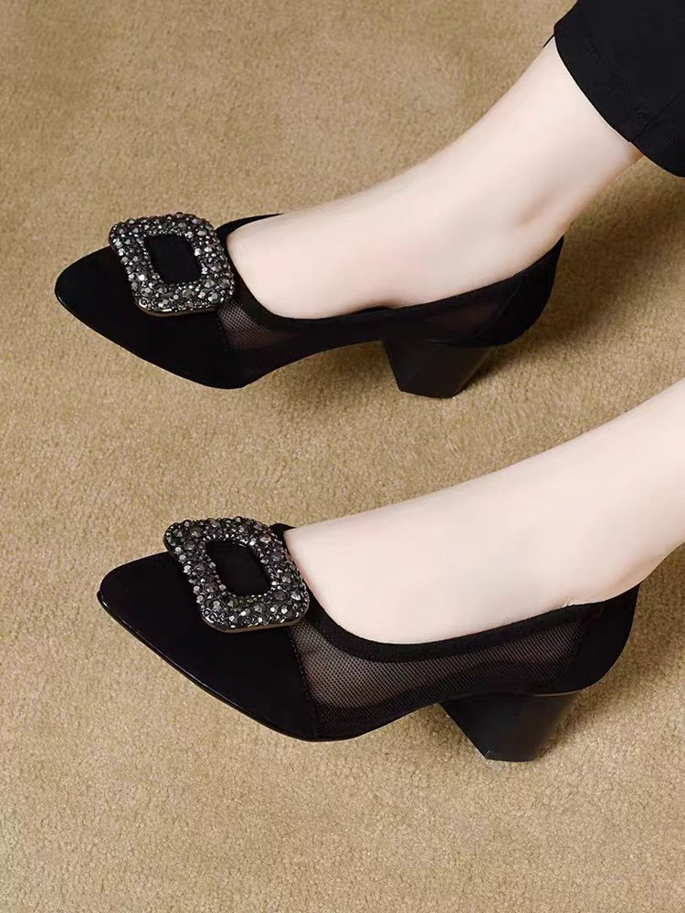 Elegant Pointed Toe Mesh Block - Women'S Work Fashion incelemesi ve fiyatı